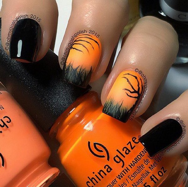 black-and-orange-halloween-nails via