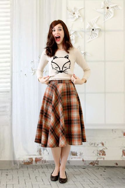 cute-top-and-tartan-skirt via