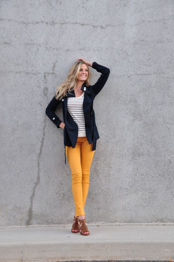 dark-coat-and-mustard-pants via