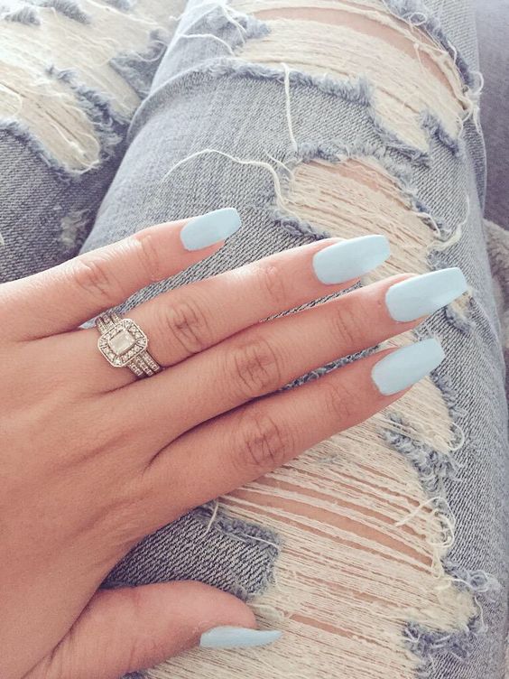 Pale Blue Nails via