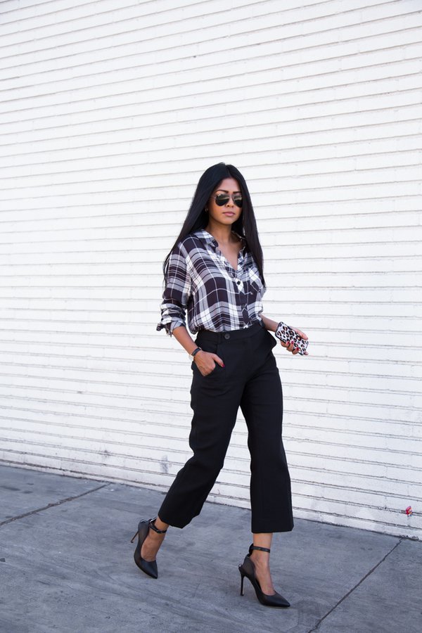 tartan-top-and-black-pants via