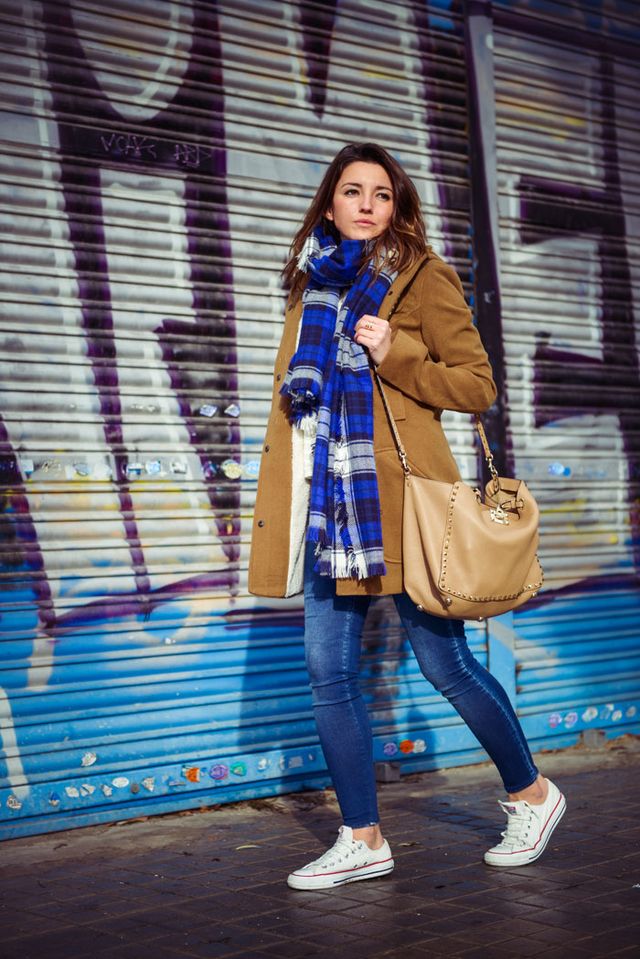 blue-tartan-scarf-and-camel-blazer via