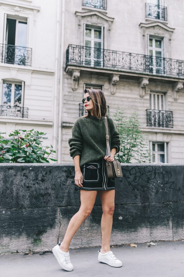 khaki-sweater-pencil-skirt-and-white-sneakers via