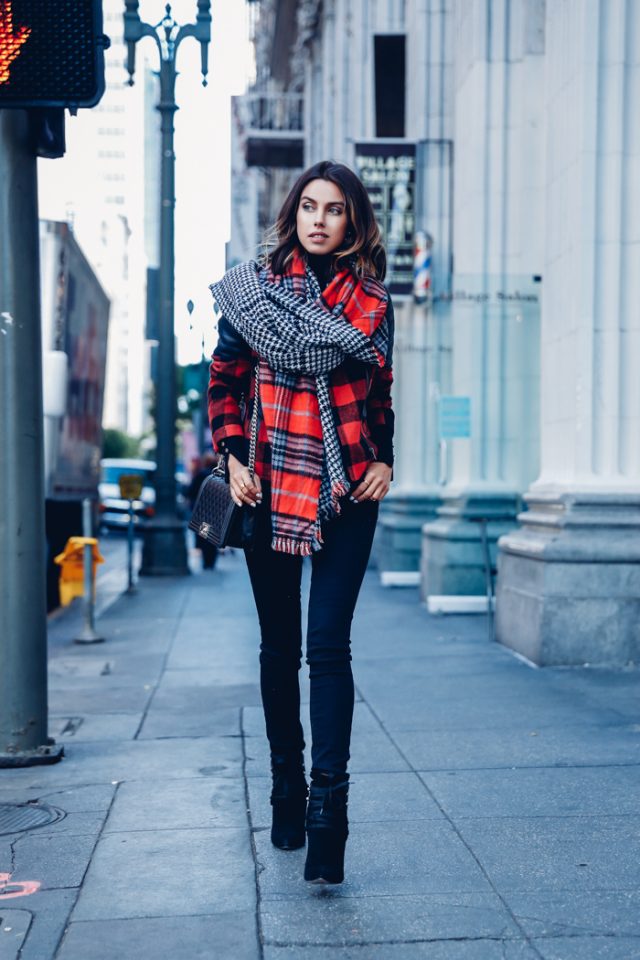 plaid-top-and-plaid-scarf via