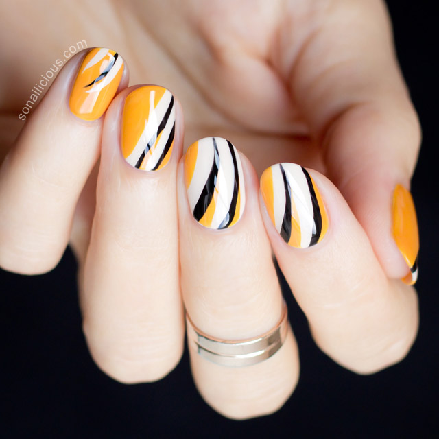 mustard-black-and-white-nails via