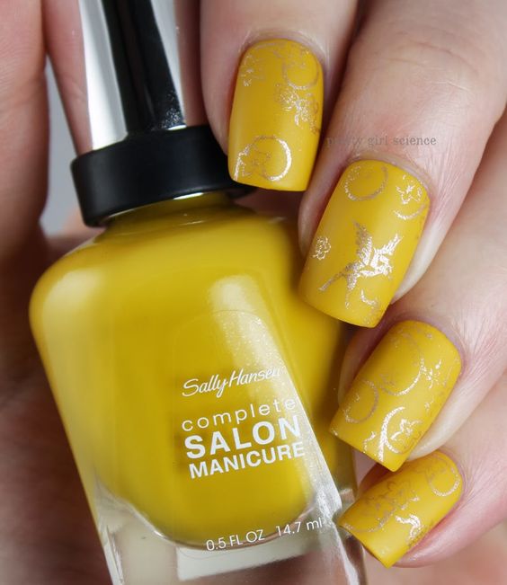 mustard-nails-with-stamping via