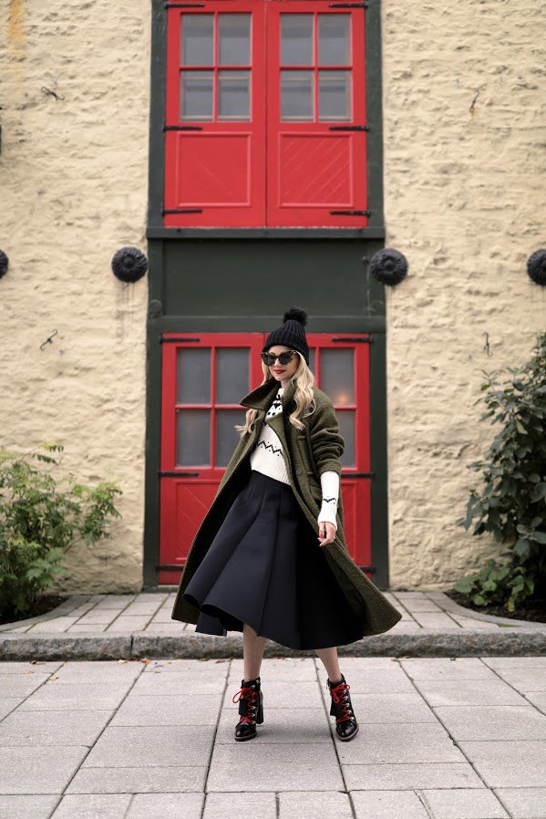 black-skirt-and-green-coat via