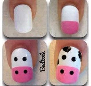 Easy Cow Nail Art