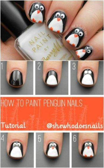 Penguin Nails Art