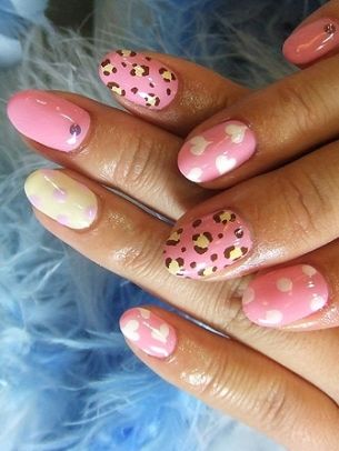 Pink Beige and Brown Nails