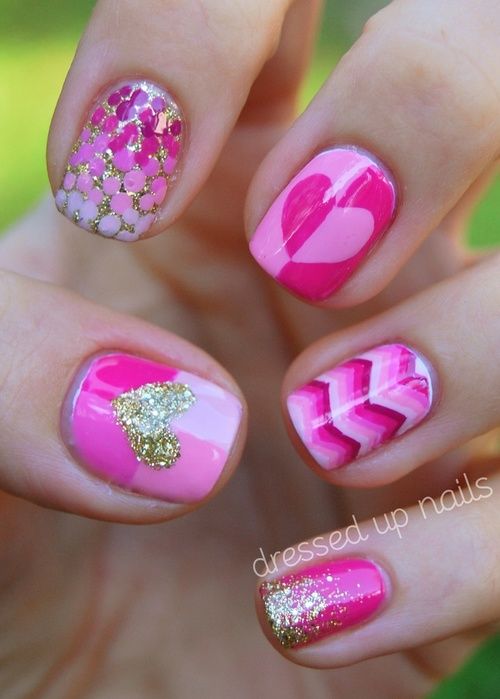 Pink Nails with Glitter