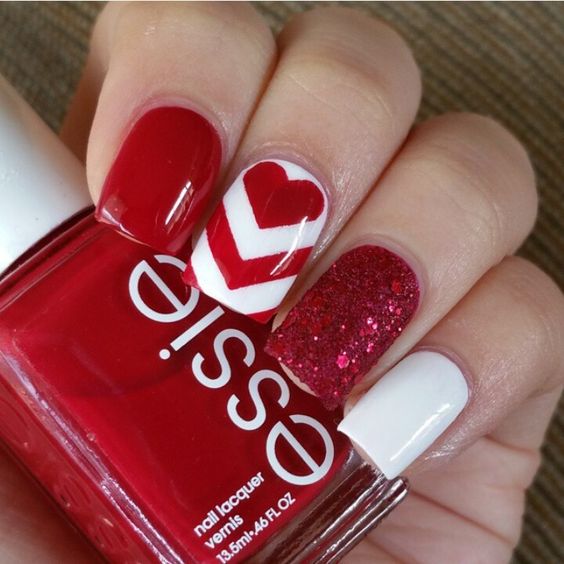 Red and White Nails
