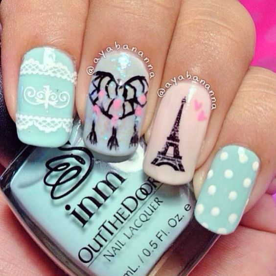 Dream Catcher and Eiffel Tower Nails
