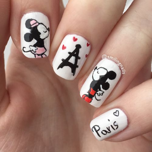 Mickey and Eiffel Tower Nails