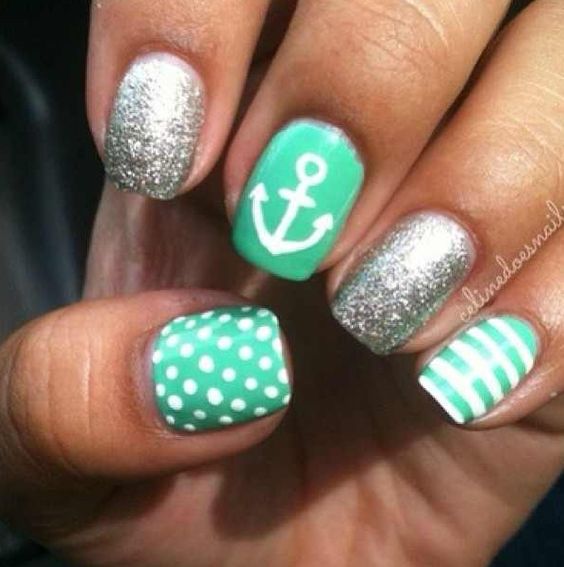 Beachy Aqua Manicures For Summer